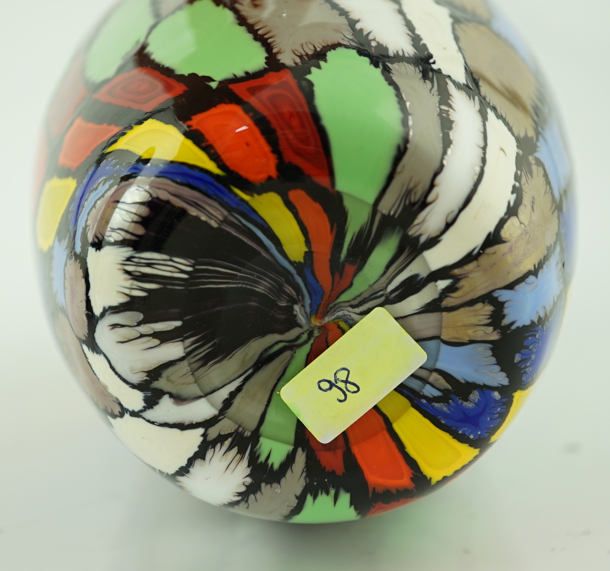 Vittorio Ferro (1932-2012) A Murano glass Murrine vase, with a multicoloured spiral design, unsigned, 27cm, Please note this lot attracts an additional import tax of 20% on the hammer price